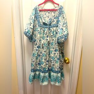 Old Navy Blue/White Peasant Dress, Size Large GREAT CONDITION